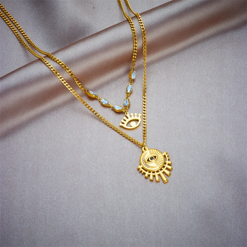 Женская цепочка с подвеской MEYRROYU золотистая 2 в 1 из нержавеющей стали 316