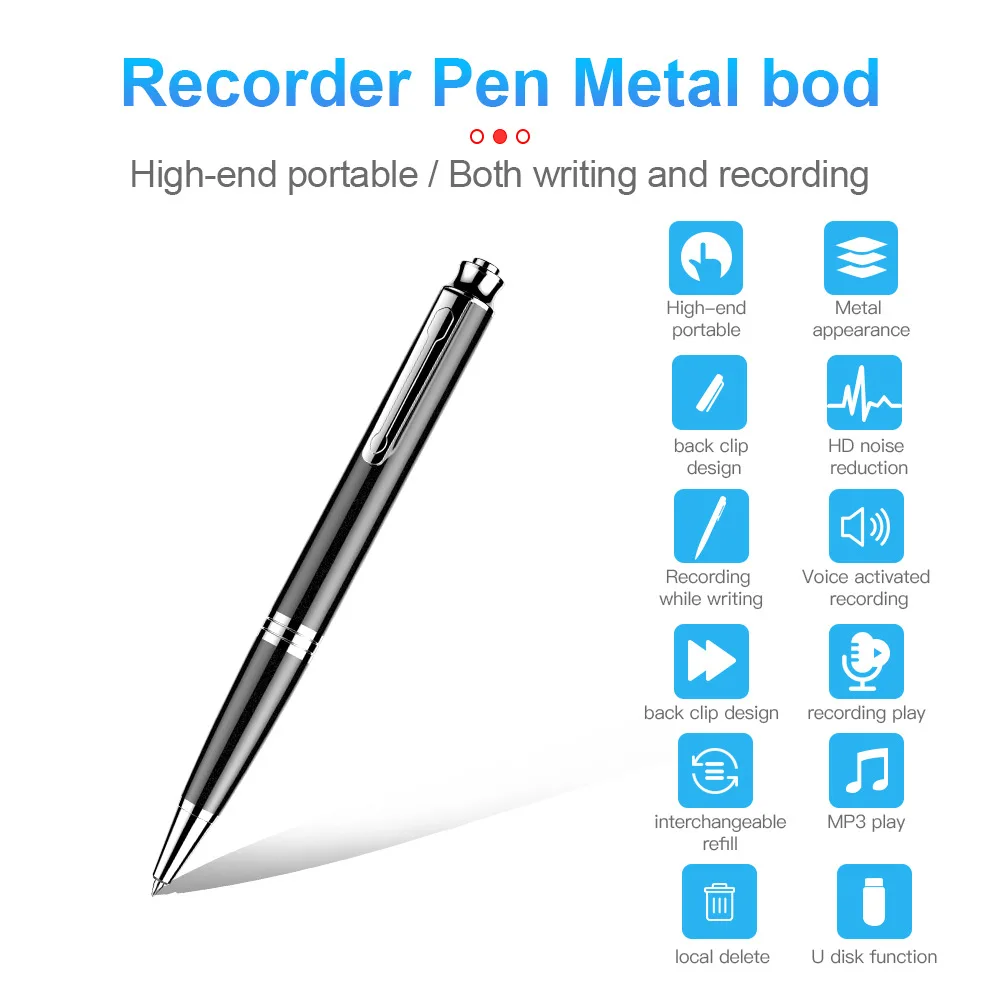 Q60 Professional Recording Pen Portable Voice Recorder Dictaphone Digital Sound Record Device Long Time Audio Recorder Real Pen