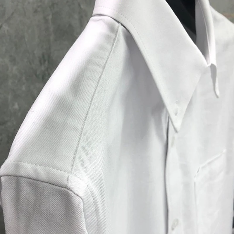 TB THOM Men's Long Sleeve Dress Shirt Regular Fit Oxford Solid Spring Autunm Fashion Brand Clothing Cotton Oxford TB Shirts