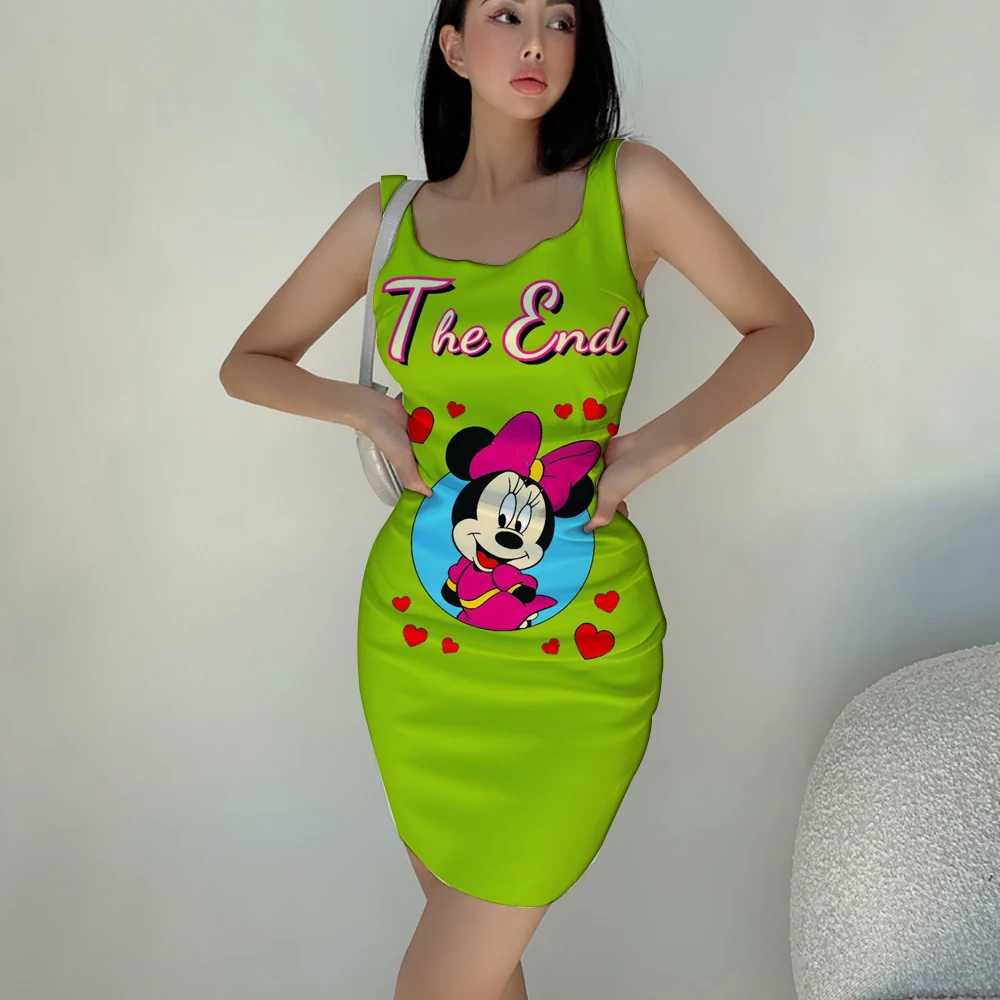 

Disney Mickey and Minnie Cartoon Characters Women Summer Sexy Sling Dress Women 3D Printed High Quality Fashion Dresses