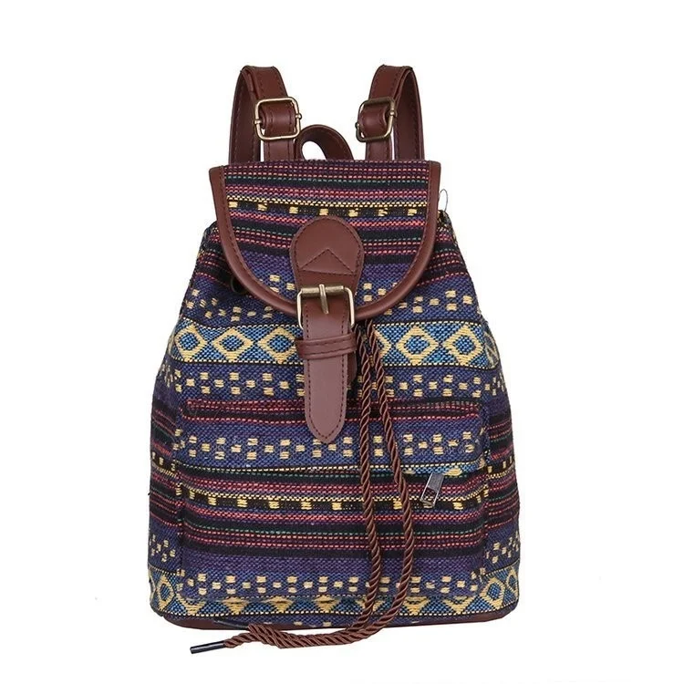 

School bag Canvas Ethnic Women's Backpack Casual Drawstring Bucket Bag Backpack school Plecaki Dla Dzieci School Bags