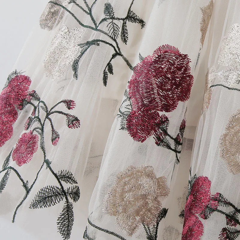 Женская плиссированная юбка с цветочной вышивкой и высокой талией - купить по