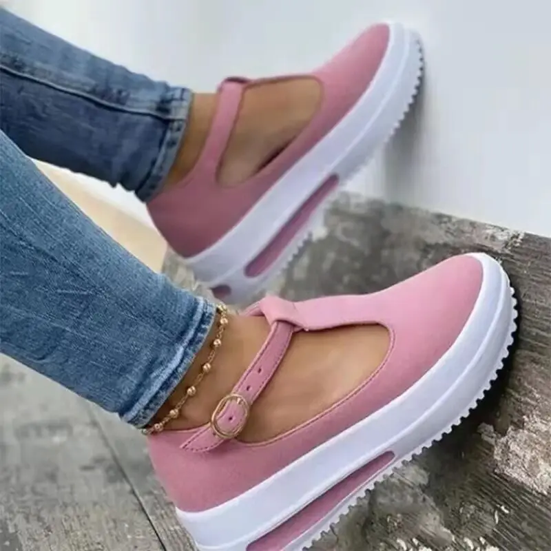 

Women Shoes 2022 Fashion Increase Casual Platform Shoes Women Round Toe Loafers Women Buckle Wedge Shoes Zapatillas Mujer
