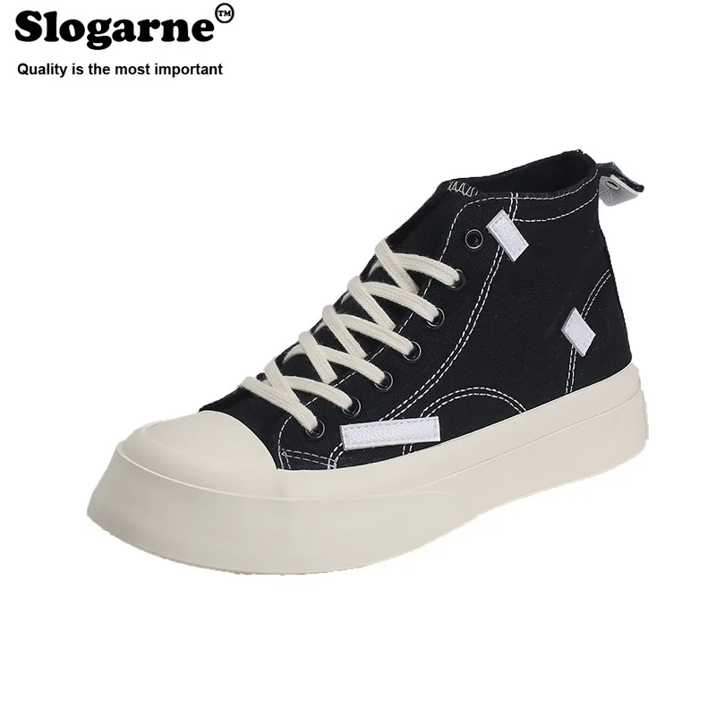 

Women High Top Sneakers Student Spring Autumn Cool Cute Canvas Shoes Platform Height Increased Thick Sole Casual Sports Shoes