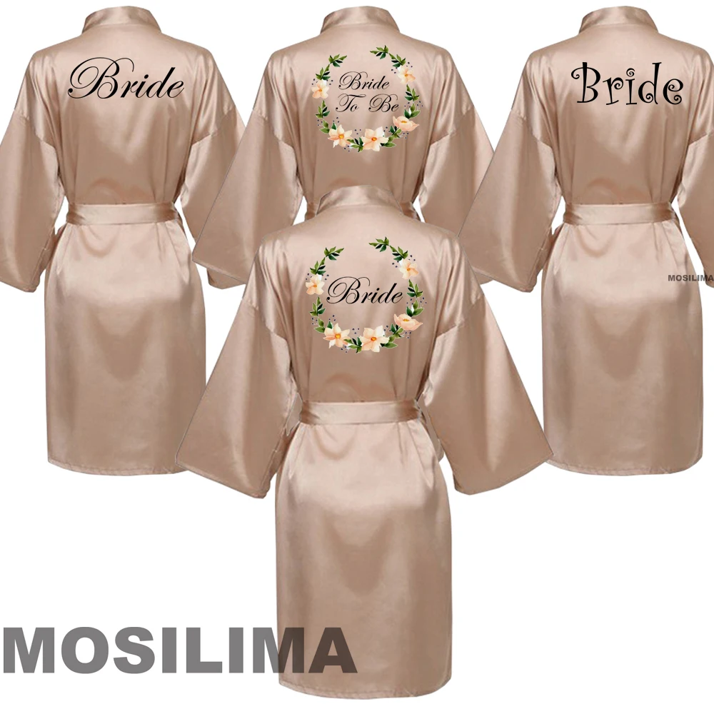 

Women Silk Satin Short Night Printing Robe Kimono Robe Fashion Bath Robe Sexy Bathrobe Femme Wedding Bride Bridesmaid Robe CH006