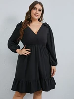 earo plus size black dress womens lantern sleeve oversized casual 4xl evening party dresses 2022 autumn large elegant clothing