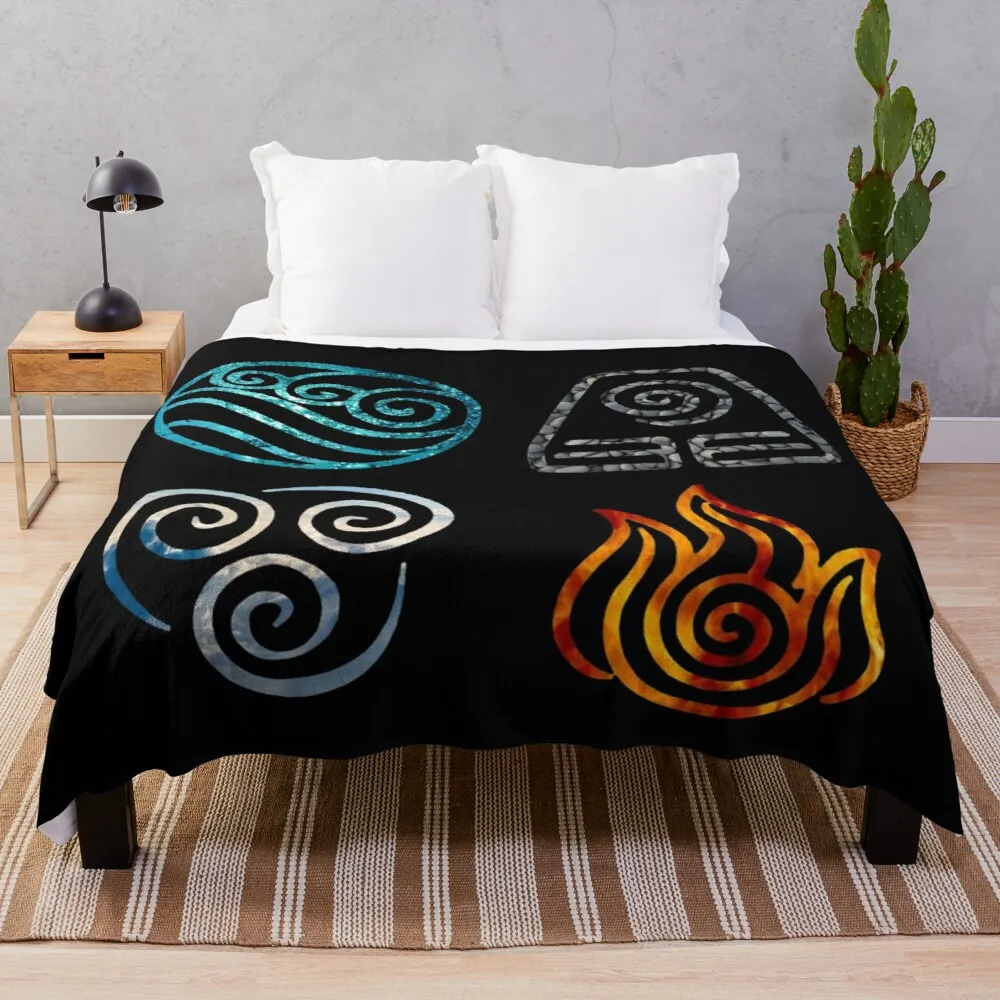 

Avatar the Last Airbender Element Symbols Throw Blanket quilt blanket retro luxury st blanket