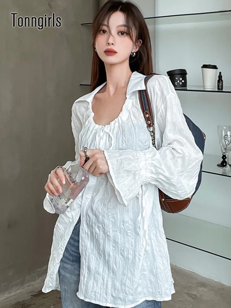 

Tonngirls Vintage Gothic Black Shirt Fairycore Aesthetic Blouse Women Irregular Designer Clothes Y2k Grunge Tops Streetwear Tee