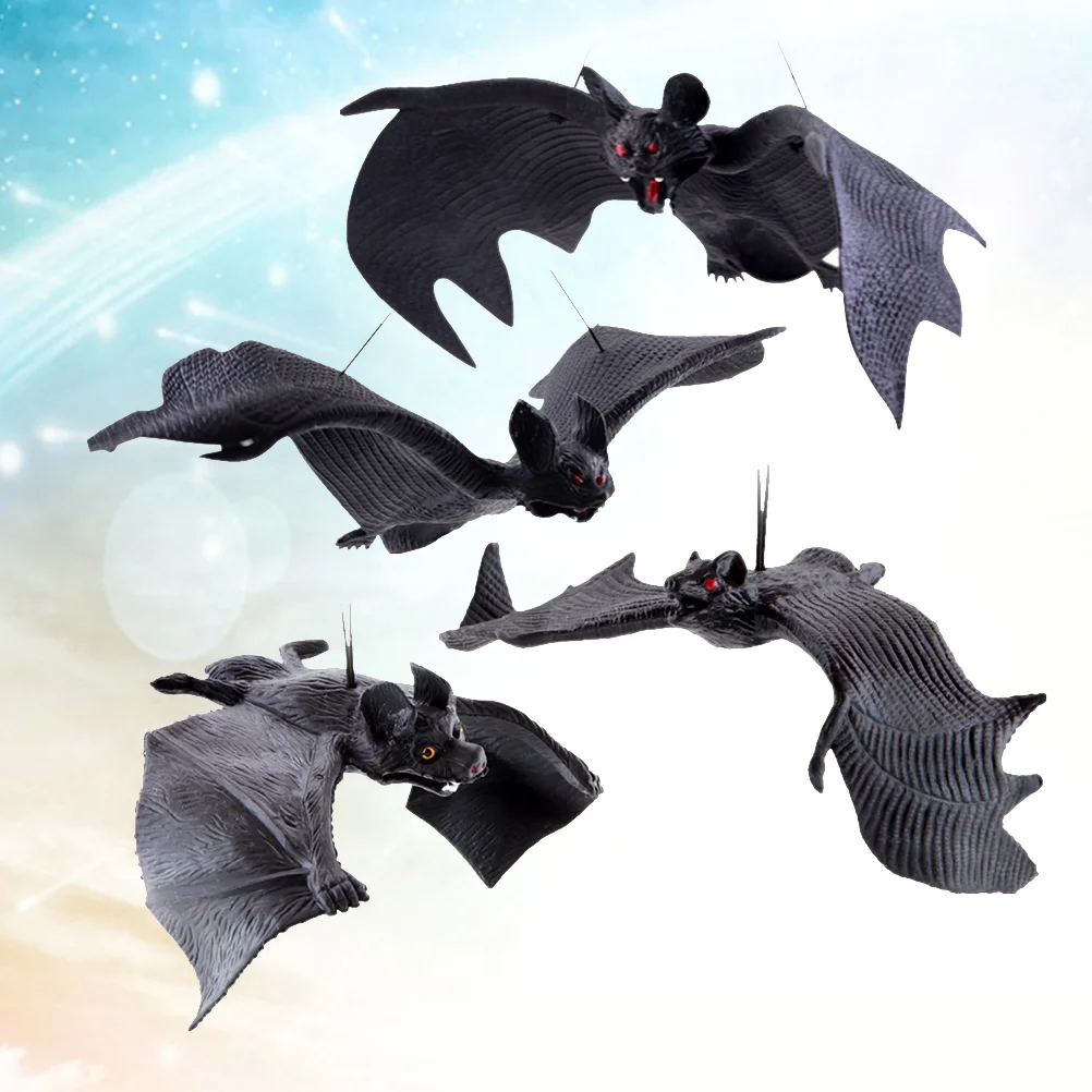 

4pcs Simulation Bat Realistic Spooky Hanging Bats Tricky Props for Haunted House Party Decoration