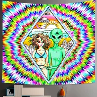 alien psychedelic wall decor hippie wall hanging witchcraft tapestries background ceiling table cloth room decor for living room