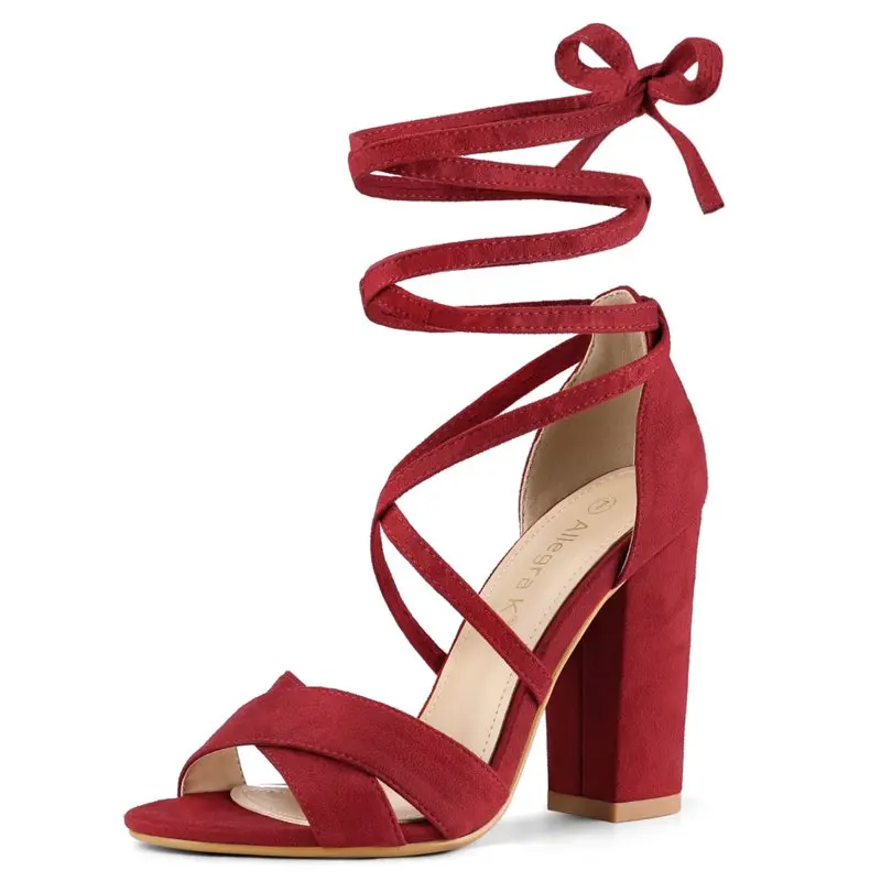 

Women's Crisscross Front Block Heeled Lace Up Sandals