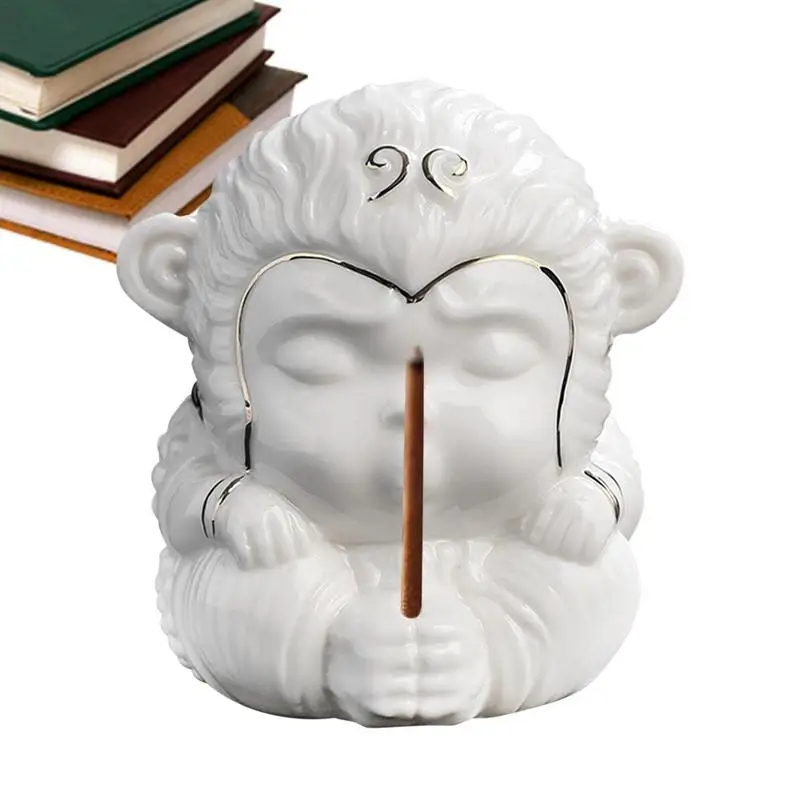 

Incense Holder For Sticks Monkey Statue Ceramic Incense Stick Burner Cute And Elegant Zen Style Vintage Aromatherapy Incense