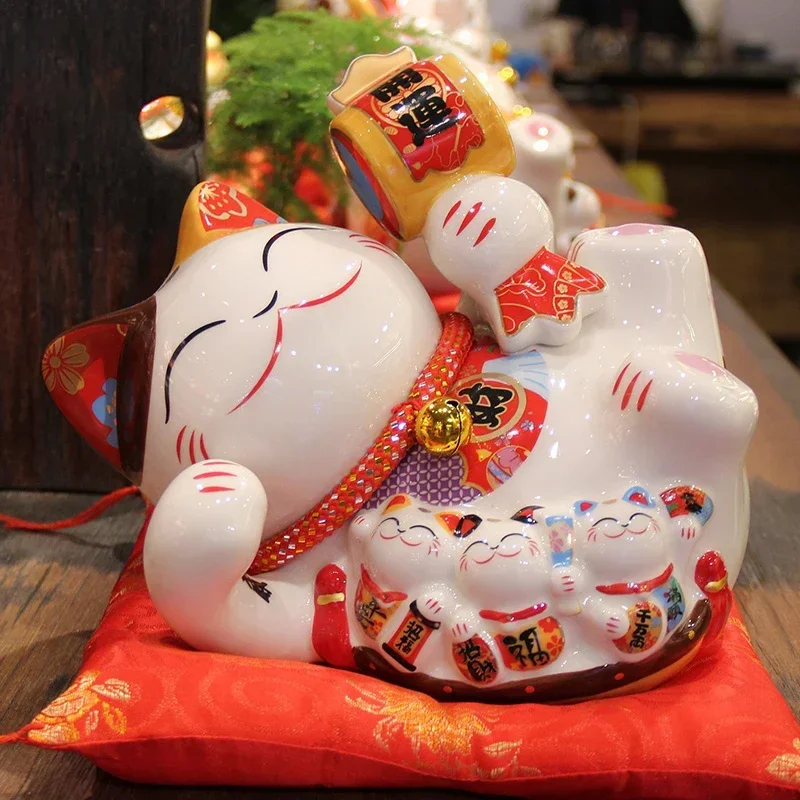 8-дюймовый керамический орнамент Maneki Neko Lucky Cat копилка Fortune фигурка украшения дома