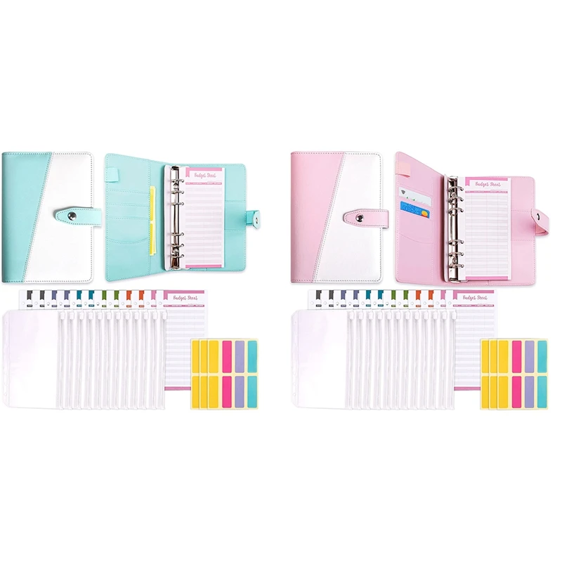 

A6 PU Budget Binder,Cash Envelopes For Budgeting With Zipper Cash Envelopes,12 Budget Envelope,24 Self-Adhesive Label