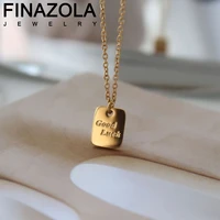 finazola 18k gold plated small square good luck necklace for women quality stainless steel accessories girls chocker jewelry