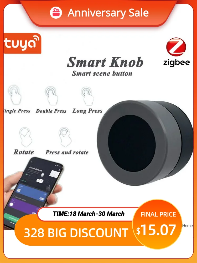 

Умная Ручка Tuya ZigBee, беспроводной кнопочный контроллер, автоматизация на батарейках для устройств Tuya Zigbee, Совместимость с Alexa