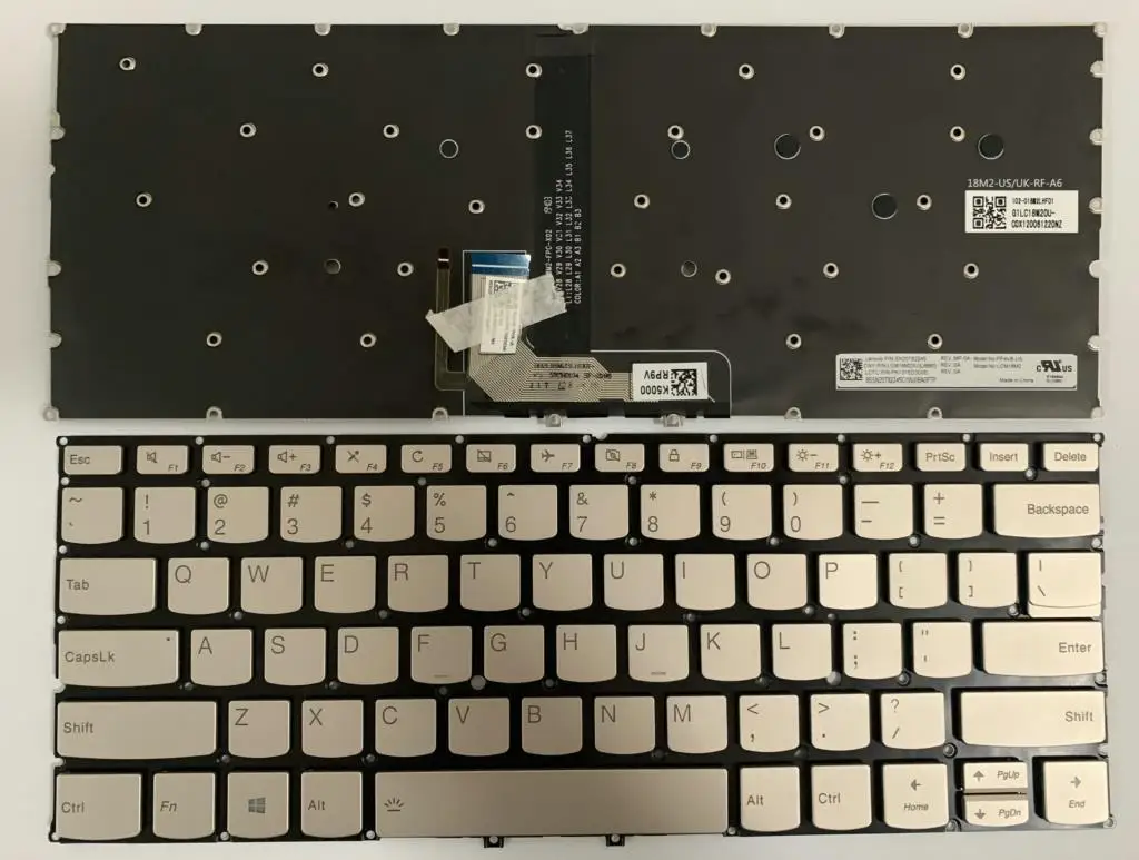 

Новая клавиатура для ноутбука Lenovo Yoga C940-14, Женская Клавиатура для ноутбука 14 дюймов с подсветкой, серебристая, SN20T82245 LCM18M2