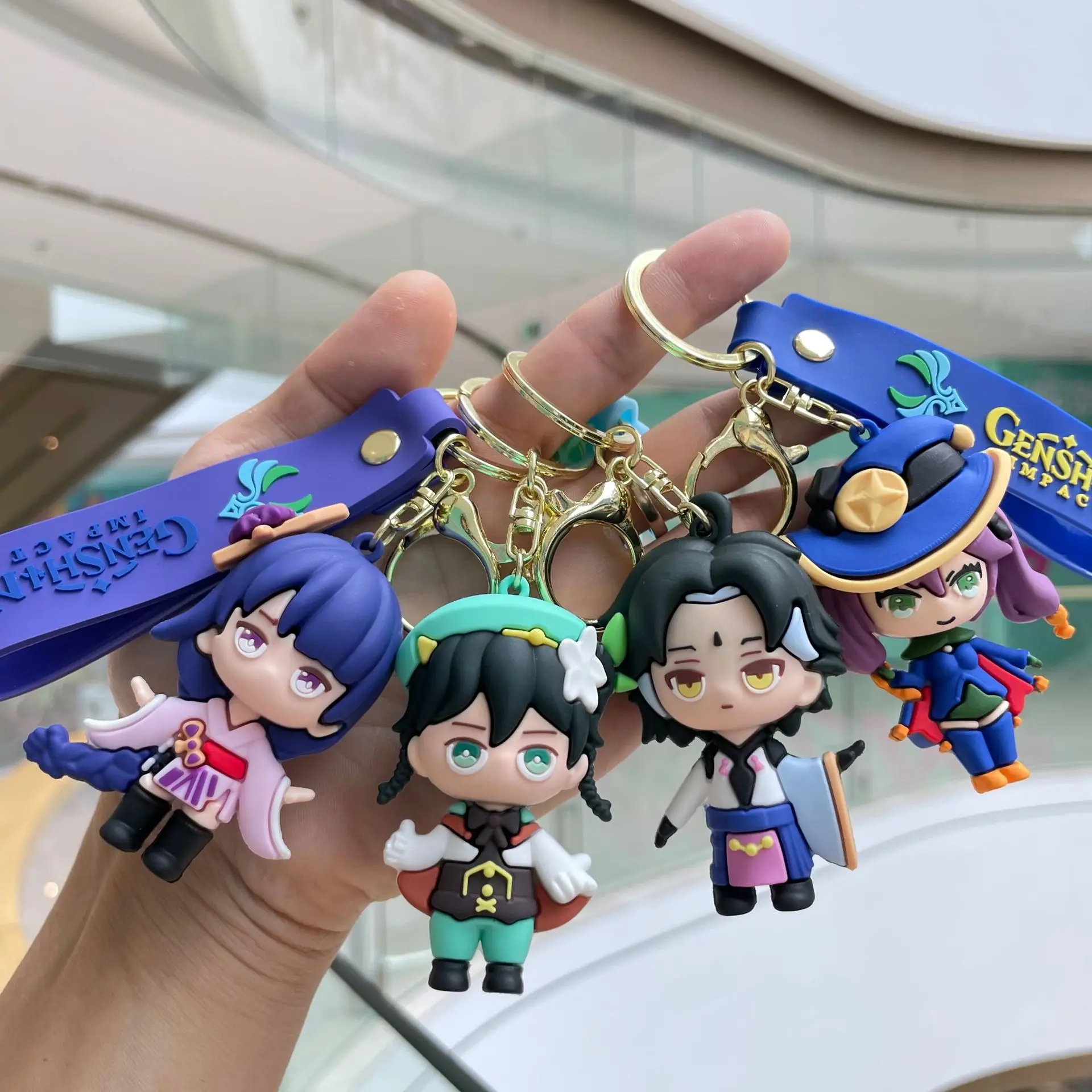 

Anime Game Genshin Impact Figure Keychain 3D Cartoon Xiao Venti Pendant Keyrings Jewelry Kawaii Souvenir Rubber Gift Friends
