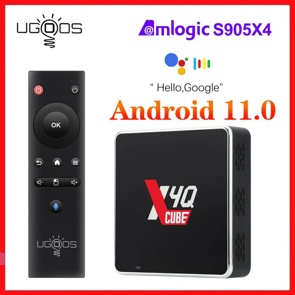

Amlogic S905X4 TV Box Android 11 Winevine L1 Google Voice Input AV1 CEC HDR Android 11.0 4K Media Player UGOOS X4Q PRO Cube Plus