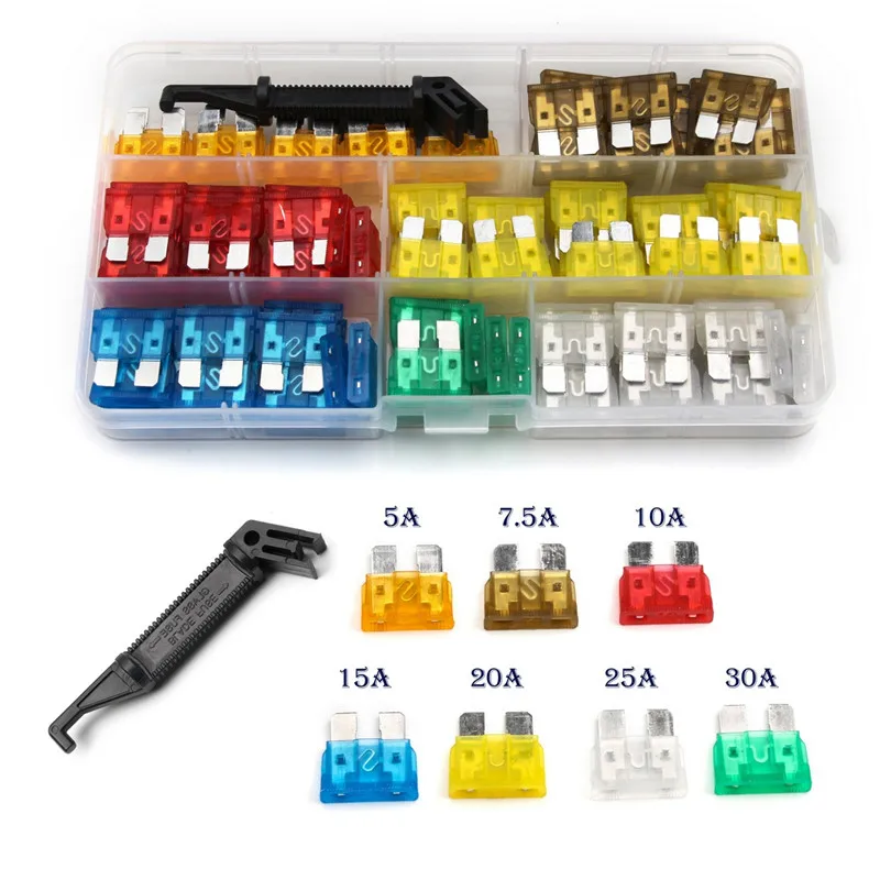 

120PCS Fuse Blade Holder Car Fuse Assortment Set for Auto Car Truck 2/3/5/7.5/10/15/20/25/30/35A Fuse with Plastic Box