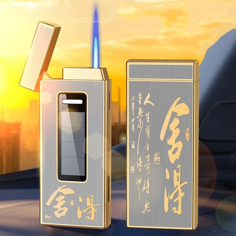 

Solar Rechargeable Metal Windproof Butane Gas Lighter Outdoor Portable Turbine Cigarette Lighter Personalized Men's Gift