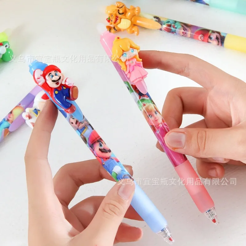 Фото Набор из 6/12 стираемых ручек Mario Touch Pen 3D с мультяшным дизайном, гладкие и легко стираемые, для студентов, подарок, канцелярские товары №4
