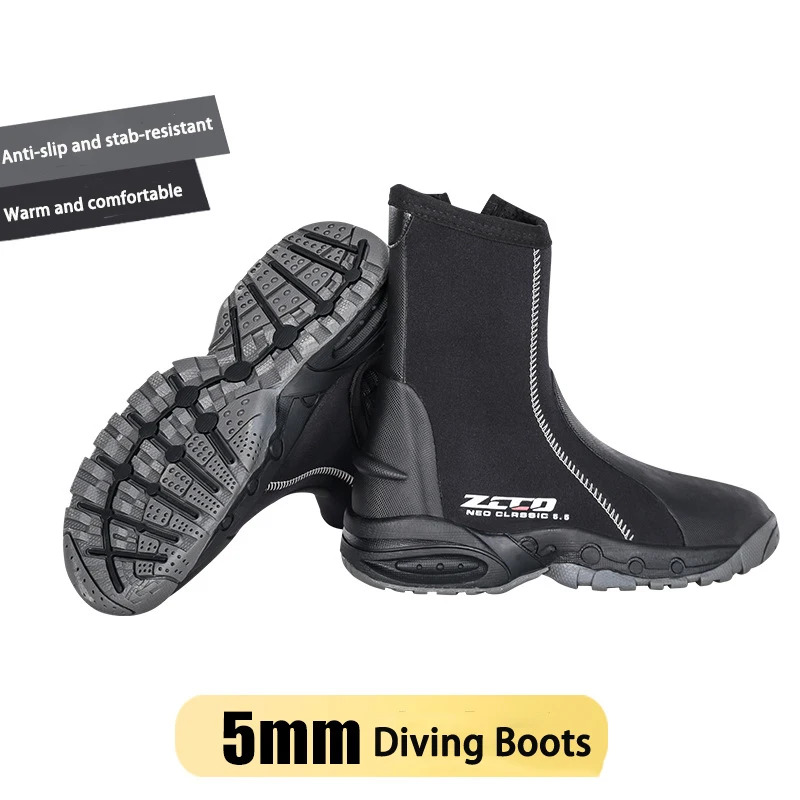 ZCCO New 5MM Neoprene Diving Boots Outdoor Beach Upstream Shoes Non-Slip Snorkeling Fins Multifunctional Diving Boots Black