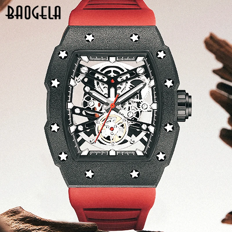 BAOGELA Watch For Men Luxury Top Brand Sports Stainless Watches Waterproof Chronograph Silicone Wristwatch Relogio Masculino