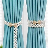 curtain tieback 2 pcs bow knot bling bead luxury curtains tie ring europe style universal gold sliver adjustable home accessorie