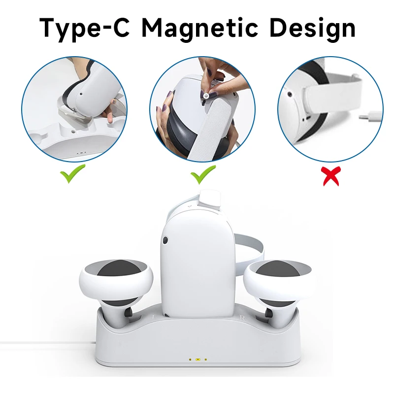 For Oculus Quest 2 Magnetic Charging Dock Fast Charging Station VR Headset Glasses Charger Stand Base Quest2 Accessories