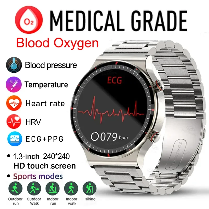 

2023 New ECG+PPG Smart Watch Men Health Monitor Heart Rate Blood Pressure Watch IP67 Waterproof Sports Smartwatch Men For Xiaomi