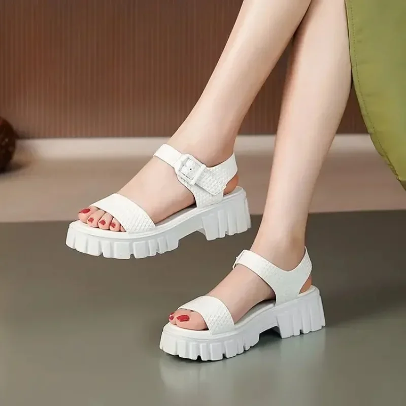 Сандалии женские на толстой подошве повседневные Босоножки с открытым носом