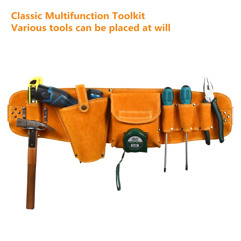 

New Tool Bag Wear-resistant Leather Multifunction Electrician Toolkit Hand Tool Storage Hardware Parts Organizer Portable