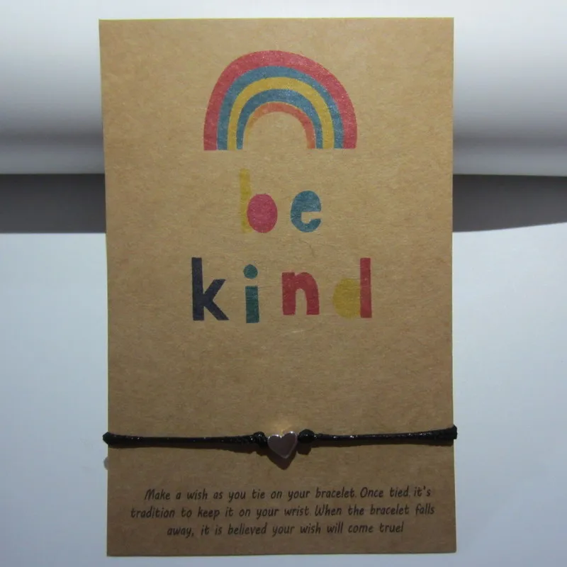 

be kind wishing card sticker adjustable fabric bracelet fashion jewelry gift, ladies, men, children