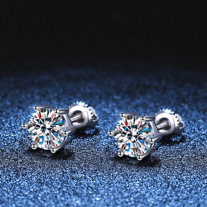 

1ct Moissanite Earrings For Women Men Lab Diamond White Gold Plated 925 Sterling Silver Stud Earring Luxury Fine Jewelry