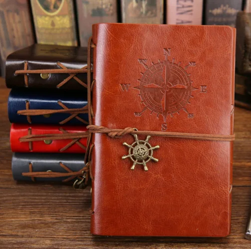 

Spiral Notebook Diary Notepad Vintage Pirate Anchors PU Leather Note Book Replaceable Stationery Gift Traveler Journal