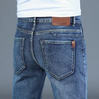 spring autumn 2020 mens smart jeans business fashion straight regular blue stretch denim trousers classic men plus size 28 40