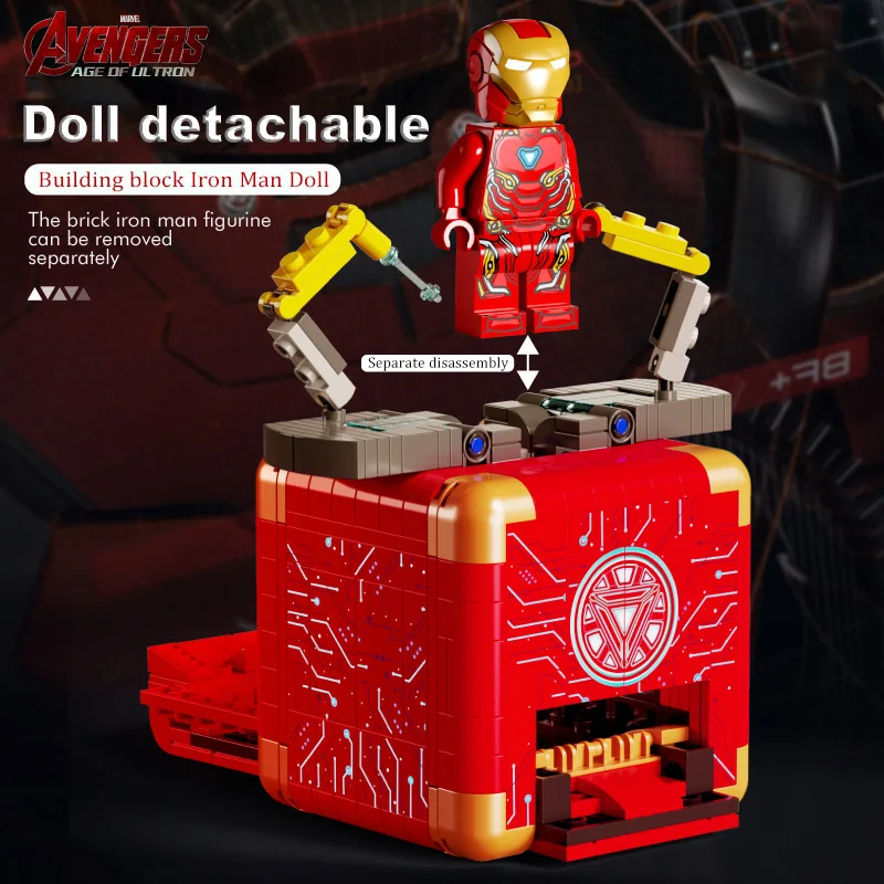 

New Iron Man Question Mark Box Weapon Toys Thanos Thor Iron Man Infinity Assembly Mechanism Box Building Block Brick Kids Toy