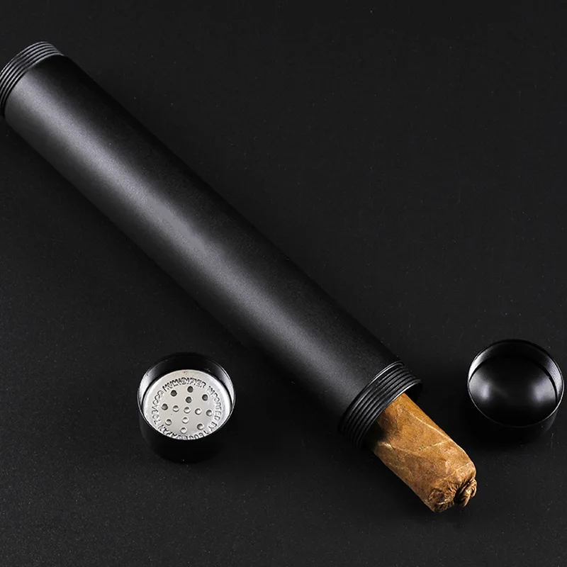 

Single Case Pocket Mini Cigar W/humidifier Tube Storage Metal Tool Cigar Travel Humidor Pipe Cigars Accessories Smoking Portable