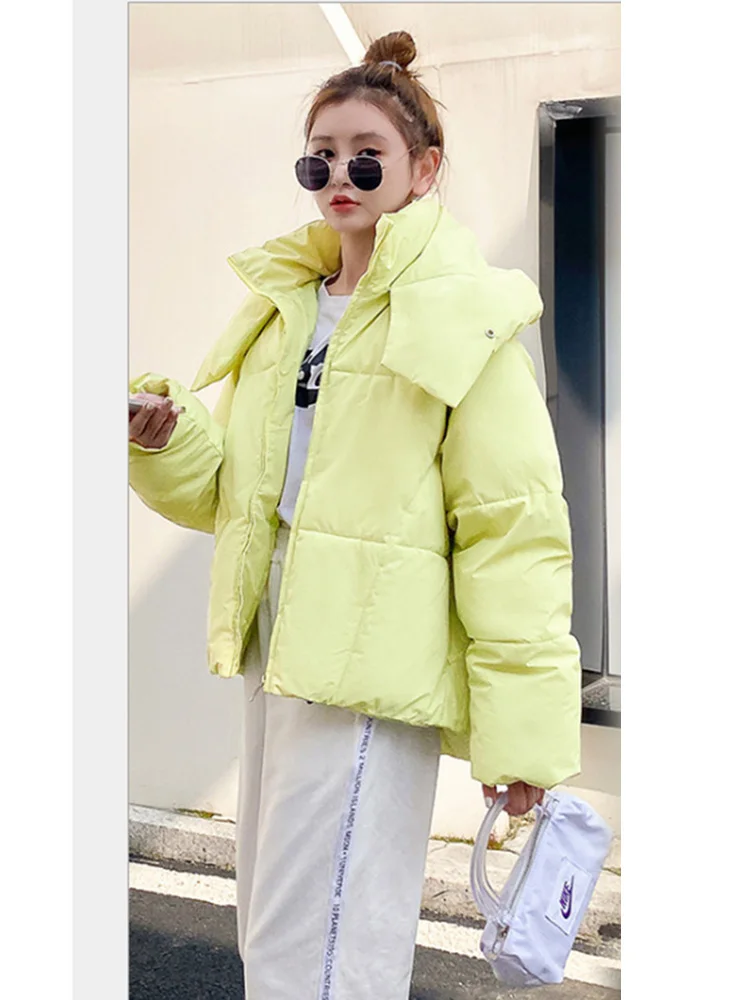 Chic Winter Jacket Women Parkas Hooded Cotton Padded Coats Thicken Warm Loose Solid Female Coats Ladies Zippers Jackets Outwear