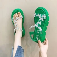 muffin platform sandals women fashion hot style butterfly flower style womens sandals with drill beach shoes 2022 summer new
