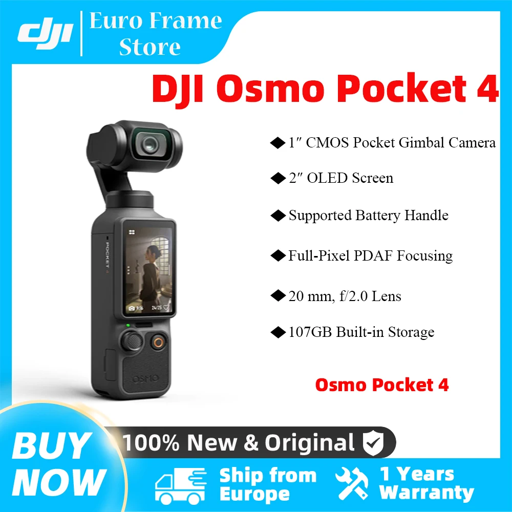 Local+ DJI Osmo Pocket 4 1″ CMOS Pocket Gimbal Camera 14-Stop Dynamic Range 10-bit D-Log New ActiveTrack Pocket 4