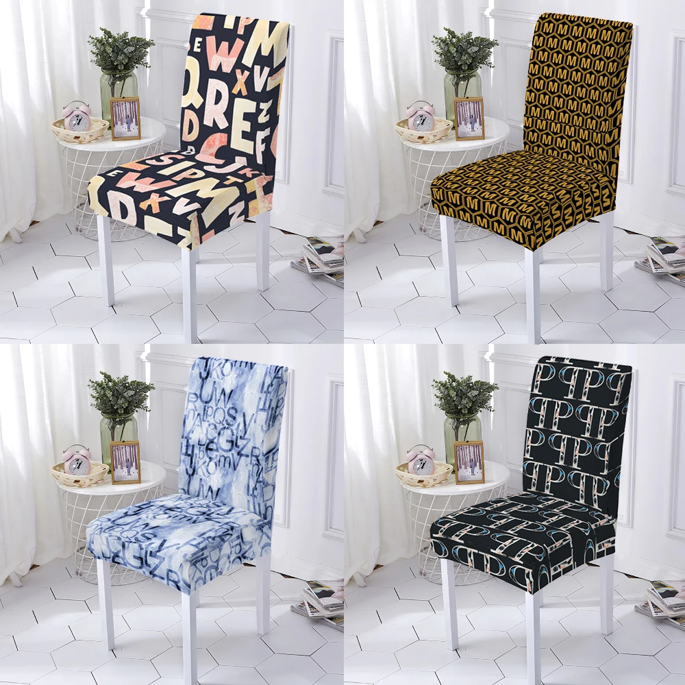 

Line P Washable Chairs Covers Pattern Letter Print Multifunctional Universal Chair Cover Printed Party Printing Fabric Elastic