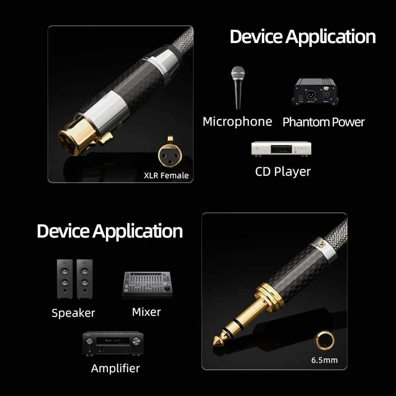 Фото Одна пара аудиокабелей HiFi 6,35 мм на XLR «папа/мама» OCC посеребренный провод для усилителя стереомикрофона XLR на кабель 6,5 мм №4