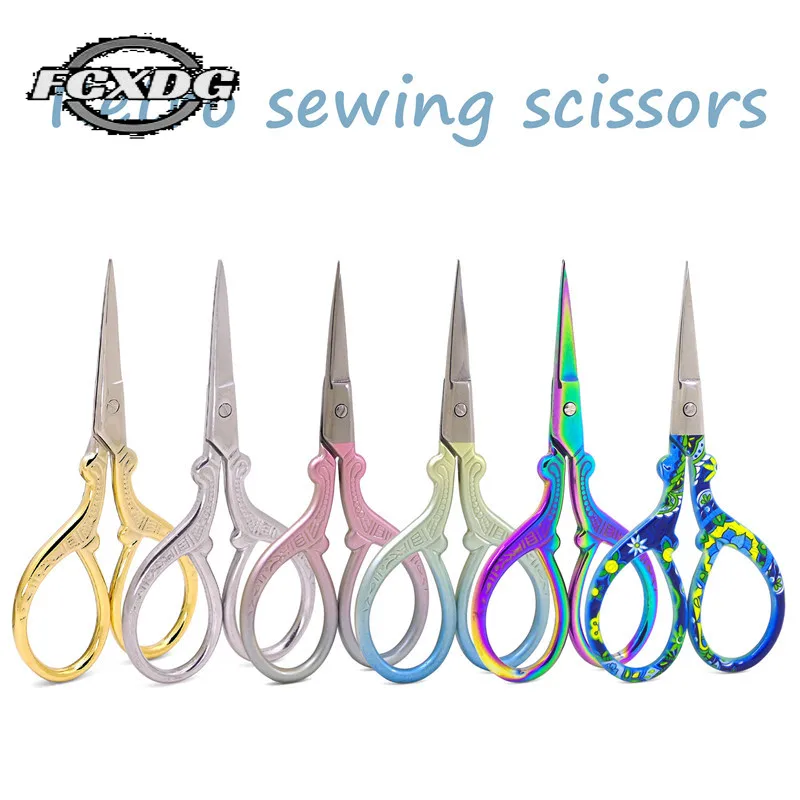 

Sharp Stainless Steel Scissors Printing Pink Mini DIY Craft Scissors Fabric Cutting Professional Sewing Scissors Office Supplies