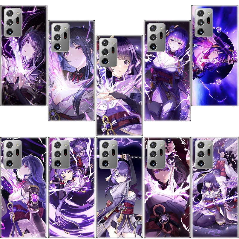 

Genshin Impact Raiden Shogun Clear Phone Case For Samsung S23 S22 Ultra S21 Plus Galaxy S20 FE S10 Lite S10E S9 S8 S7 S6 Edge Co