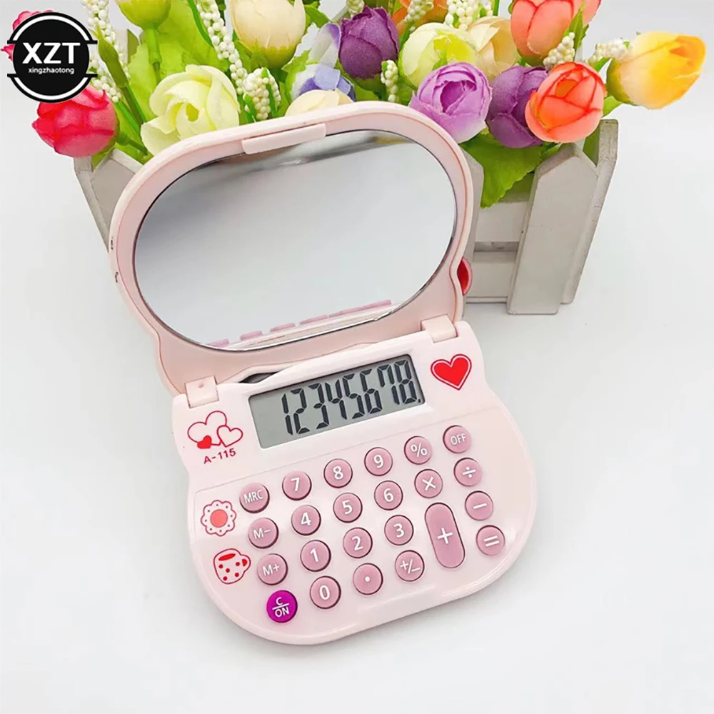 

Mini Calculator for KT-cat Periphery Creative Flip Cap Mirror Cute Anime Cartoon Kawaii Clamshell Portable Toys For Girls