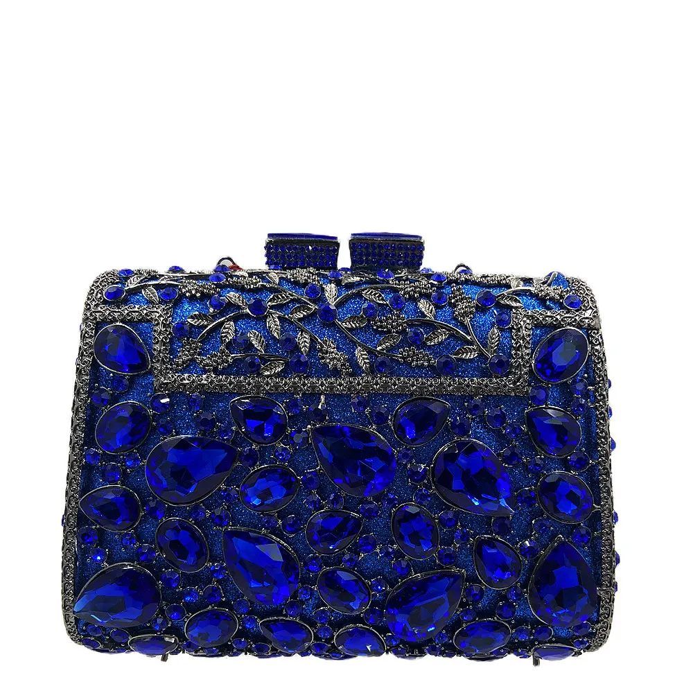 Blue Box Diamond Women Clutch Bag Crystal Party Handbag Ladies Banquet Purse Fashion Pochette Prom Evening bag a24-1
