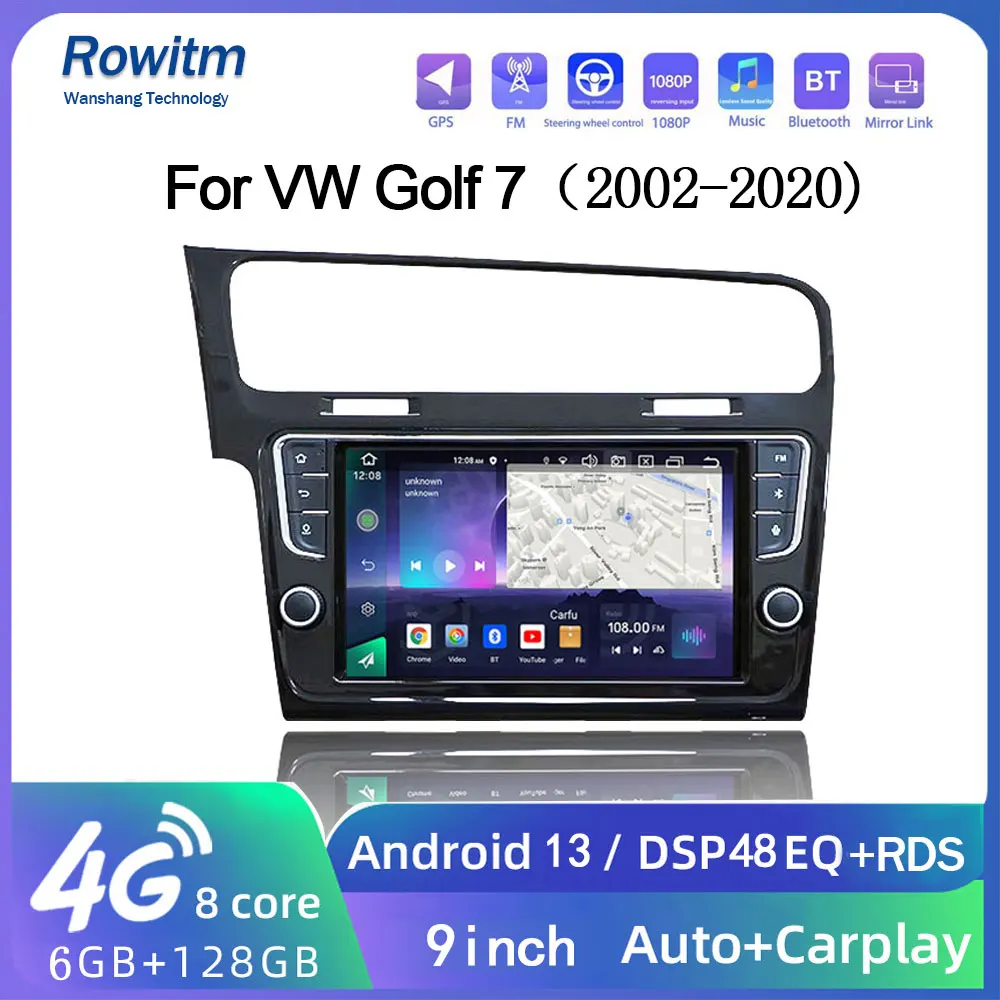 Автомагнитола для VW Volkswagen Golf 7 MK7 GTI 2011-2023 2Din 4G Android 13 мультимедийный плеер