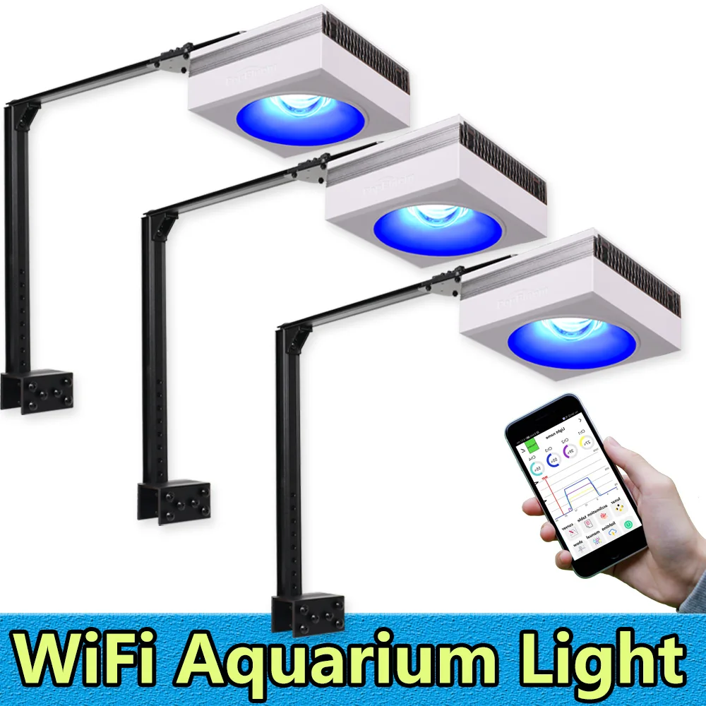 

3x PopBloom RL90 WiFi Marine Aquarium Lamp,Full Spectrum Coral Reef Aquarium Light For 130-180cm Saltwater SPS/LPS Fish Tank Led